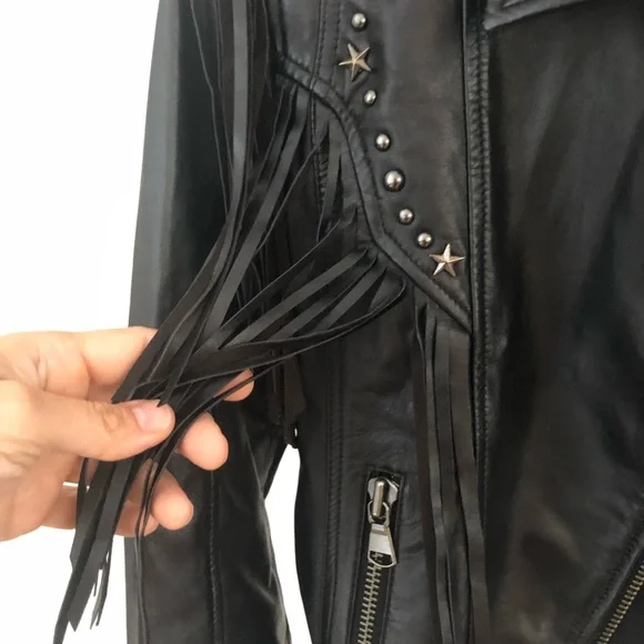 Spell & the Gypsy Collective Teadora Leather Fringe Jacket NWOT